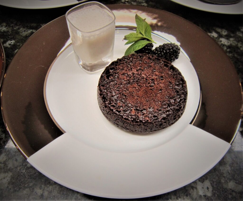 Blackberry Chocolate Fondant, Vanilla Milkshake